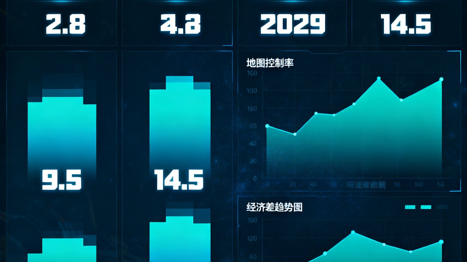 东升国际电竞赛事数据分析面板展示，包含实时比分、选手伤害、地图控制率、经济差